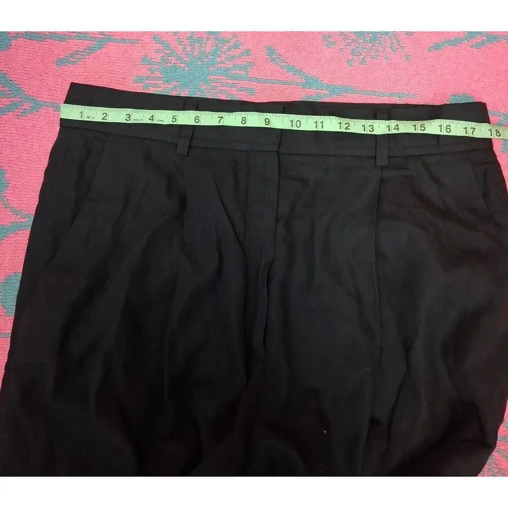 Cos women size 14 black pants tall 34 Inseam wide leg lyocell and linen hi rise
